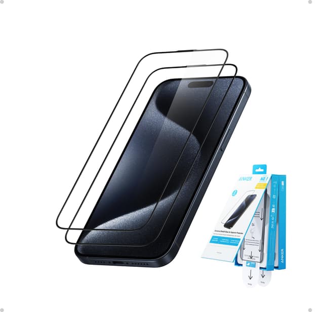 📱🔒 Anker Easy Fit HD Displayschutz | 2er Pack | Kristallklar | iPhone 15 Pro Max