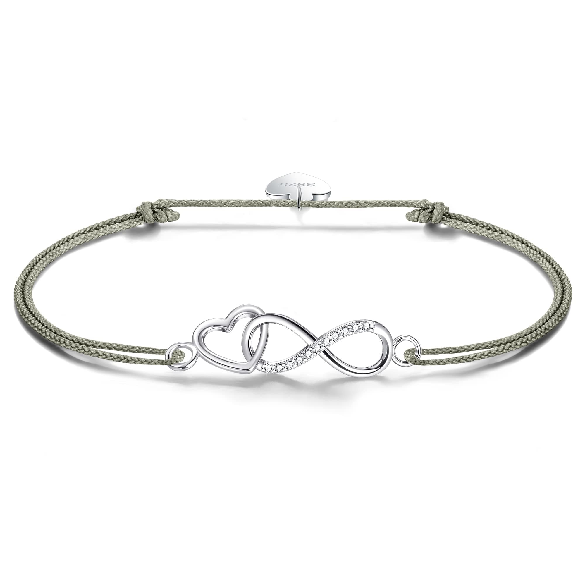F.ZENI Armbänder Damen 925 Sterling Silber Funkeln Kubisches Zirkonia Kuss Armband Akzent Unendlichkeit für Immer Armbänder für Damen Matcha - 1 ❤️🎁