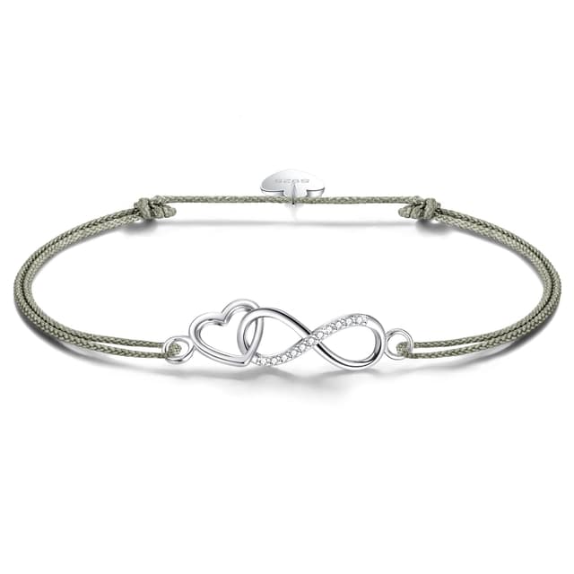 F.ZENI Armbänder Damen 925 Sterling Silber Funkeln Kubisches Zirkonia Kuss Armband Akzent Unendlichkeit für Immer Armbänder für Damen Matcha - 1 ❤️🎁