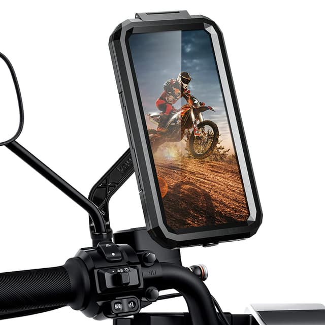 ENONEO Handyhalterung Motorrad Universal 360°Drehbar Wasserdicht Schwarz 4.5-6.1 IN