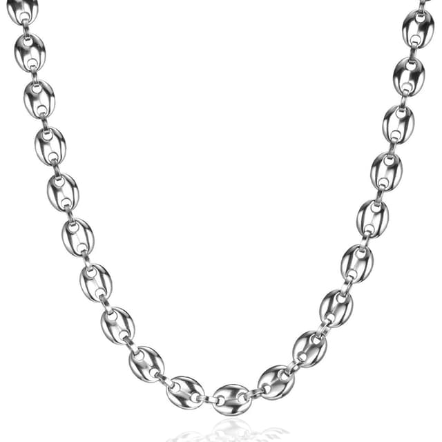 LOCCY Herren Kette Halskette | 6/7/9/11mm breit Edelstahl Kaffeebohne Silberkette Hip Hop | Länge 51.0 Zentimeter