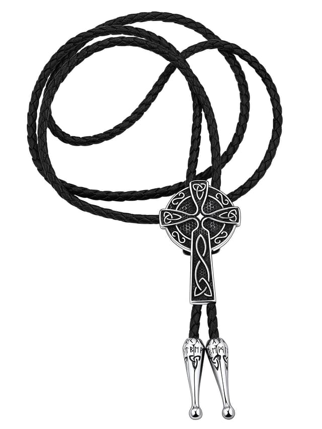 FaithHeart Bolo Tie, Punk Western Krawatte mit Mjölnir Wikinger Rune