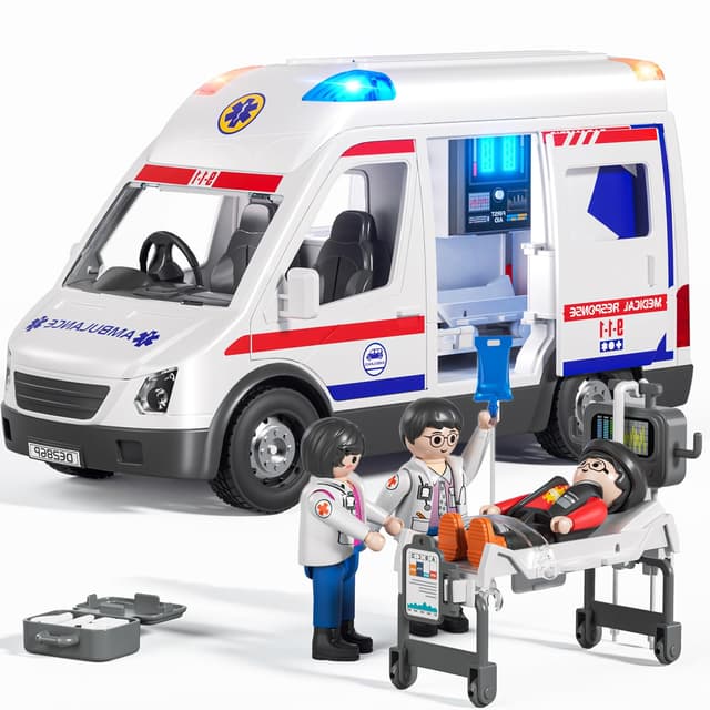 Doloowee Krankenwagen Spielzeug für Kinder - Spielzeugauto mit Licht und Ton