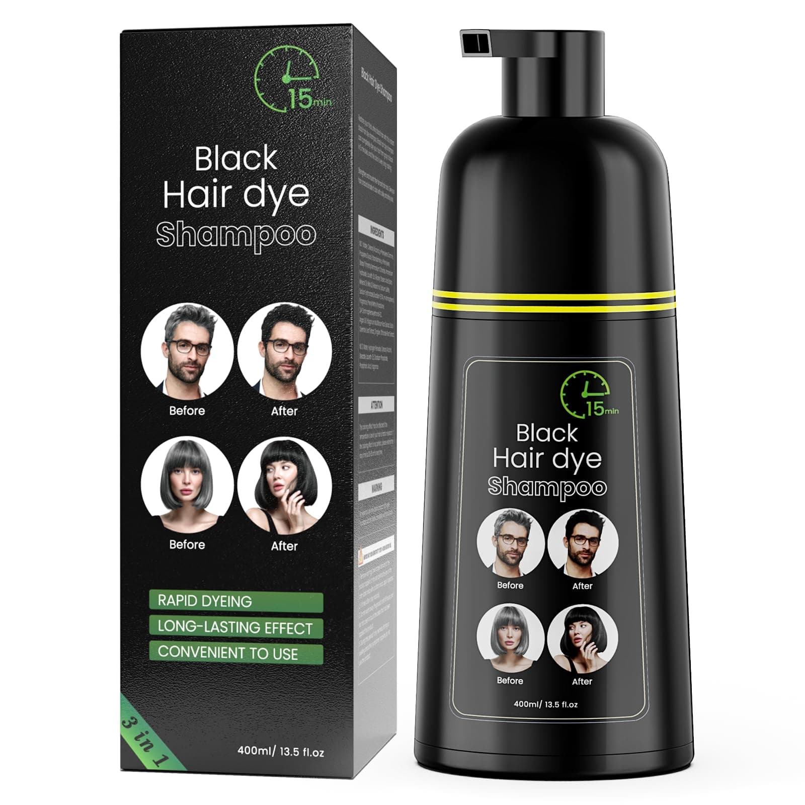 🖤🌿 Black Hair Dye Shampoo: Semi-Permanentes Haarfärbeshampoo für Frauen und Männer