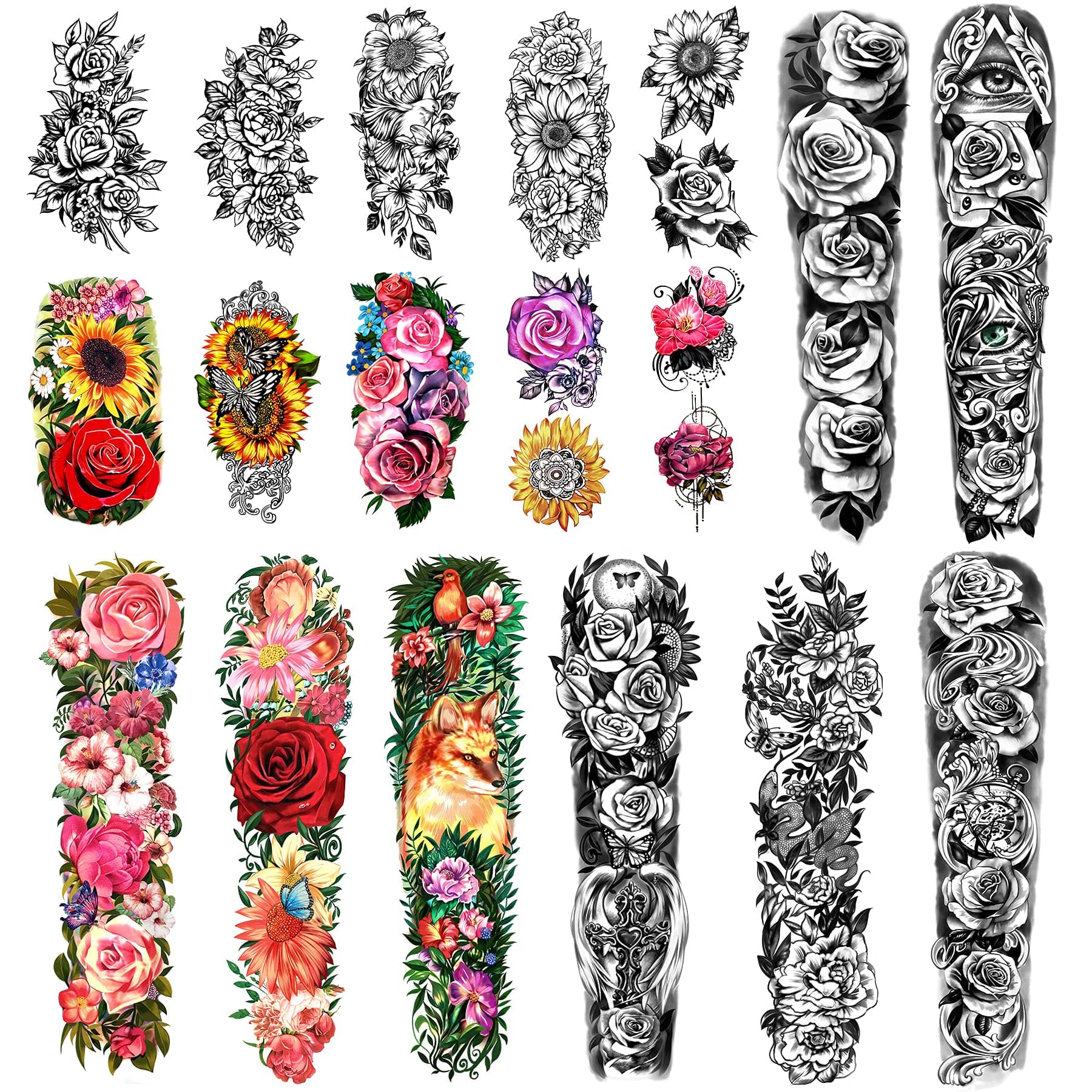 Temporäre Tätowierung Vollarm & Halbarm Schulter Tattoos Set 🌟