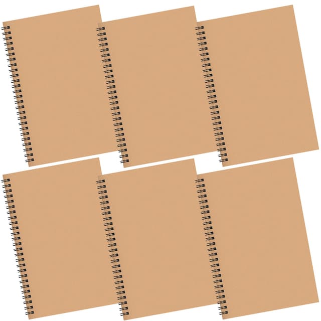 📒 Rayconup Notizbuch A5, 6er Pack Collegeblock - 120 Seiten - Kraft Cover