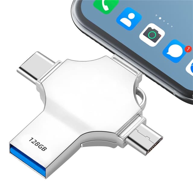 Tioreint USB Stick 128 GB USB 3.0 Speicherstick 4 in 1 Flash Laufwerk 🚀📸