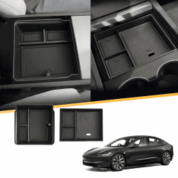 LFOTPP für Tesla Model 3 2024 2025 Mittelkonsole Organizer Hinten und Vorne Tray Handschuhfach | Tesla Model 3 Zubehör [2 Stück]