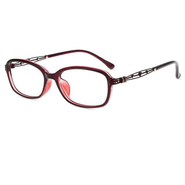 Firmoo Blaulichtfilter Lesebrille Damen Rechteckige Rahmen 🕶️ Hohle Metall Akzente Lesebrille Anti Blaulicht Lesehilfe Sehhilfe Brille TR90 3.0x Burgunderrot