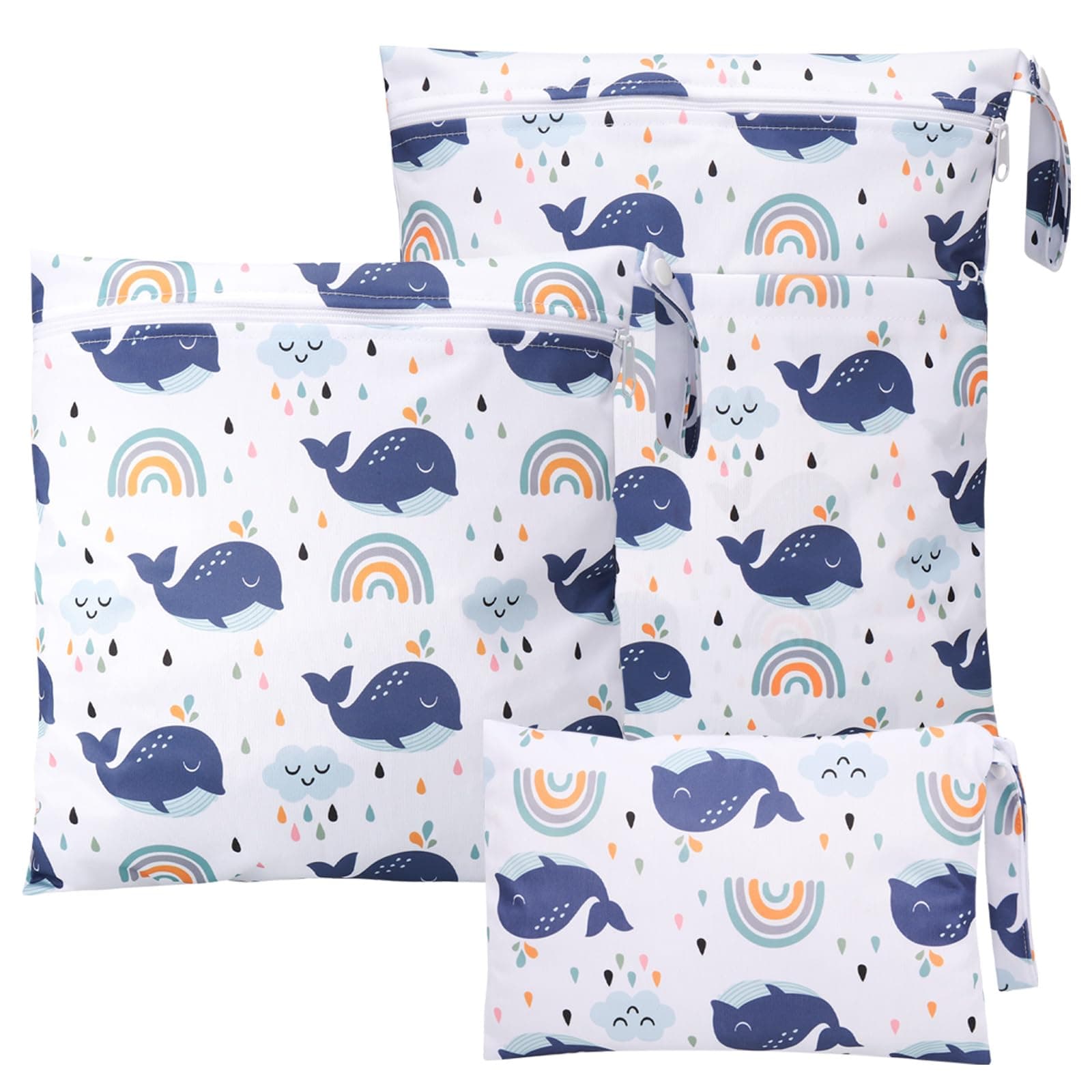 👶👜 Huiguli 3 Stück Wetbag Kindergarten: Nasstasche Windeltaschen in Blau 👶👜
