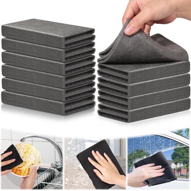 VEVOQIM 10 Stück Verdicktes Magisches Reinigungstuch 🧼🚗 - Wiederverwendbare Mikrofaser für Autos, Küche, Glas