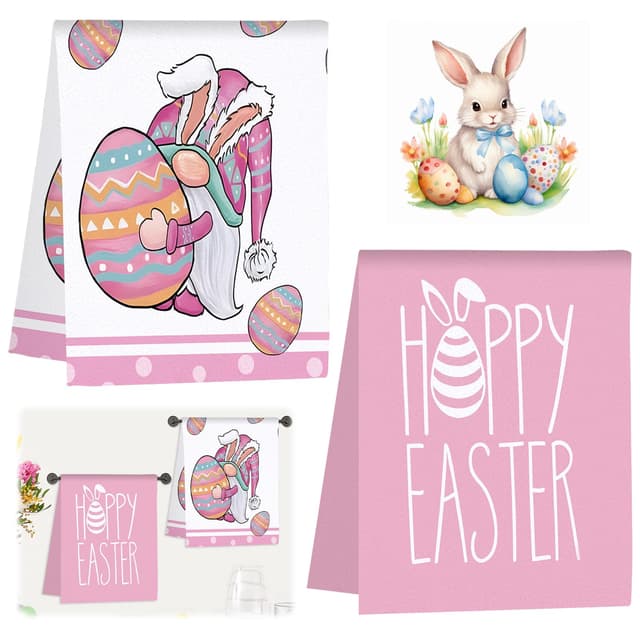 🐰🥚 GAROMIA Geschirrtücher Ostern Hasen Ostereier 2 Stück 40 x 60 cm - 5.03€