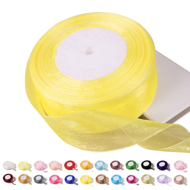 45 m Zitronengelbes Organza-Band, 39 mm - Hochwertiges Organzaband zum Basteln und Dekorieren 🌟