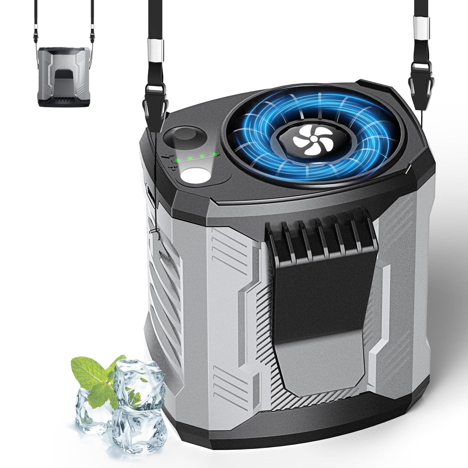 🌀🔦🏞️ COTOP Tragbarer USB Ventilator akku - Multifunktionaler Mini Turbo Ventilator mit LED-Lampe und SOS-Funktion