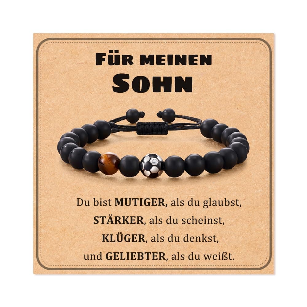 Fußball-Liebhaber Geschenk: Armband aus Naturstein für Jungen ⚽🎁🎄