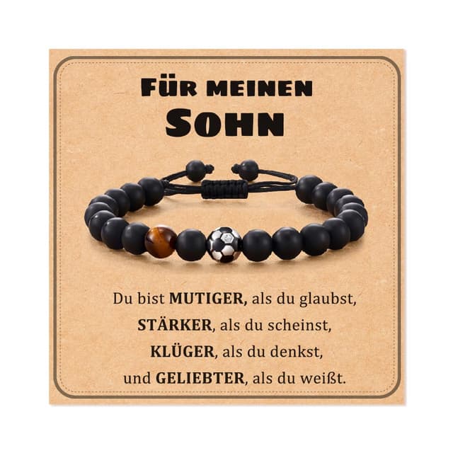 Fußball-Liebhaber Geschenk: Armband aus Naturstein für Jungen ⚽🎁🎄