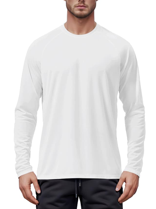 🌞 Tansozer Herren UPF 50+ UV Shirt Rashguard Sonnenschutz Schwimmshirt Schnelltrocknend Funktionsshirt M Weiß
