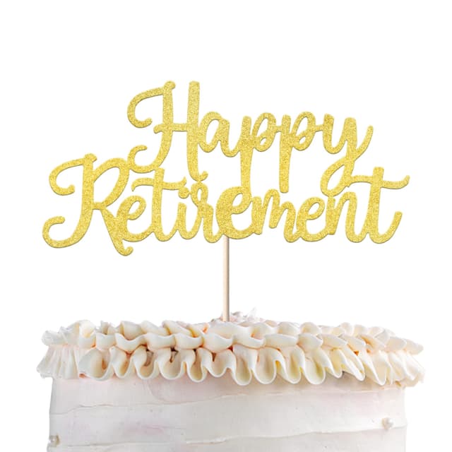 🎂 1 Stück Happy Retirement Cake Topper Ruhestand Kuchen Dekoration Gold