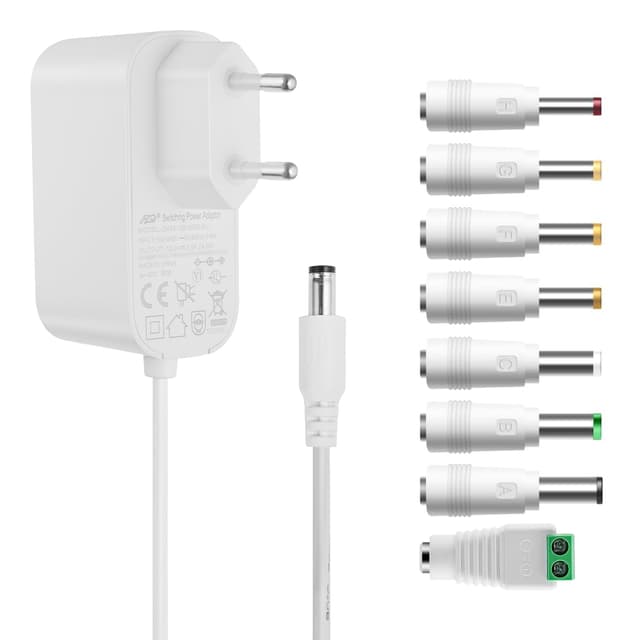 Tonton AC DC Adapter 12V 2A Netzteil Weiß 🌟 Extra 1,8 Meter Kabellänge