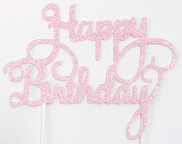 AILEXI Handgefertigt 1 GRAF Alles Gute zum Geburtstag Glitter Kuchen Dekorieren Topper - Happy Birthday Klares Rosa Hb Klares Rosa 🎂🎉