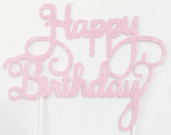 AILEXI Handgefertigt 1 GRAF Alles Gute zum Geburtstag Glitter Kuchen Dekorieren Topper - Happy Birthday Klares Rosa Hb Klares Rosa 🎂🎉