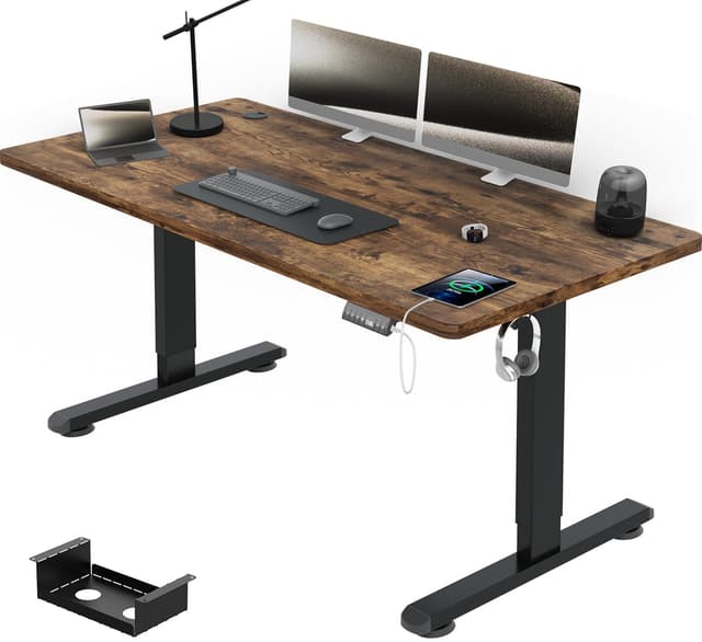 Airfish Höhenverstellbarer Schreibtisch 140x70 cm - Stehpult mit USB-Buchse 🌟