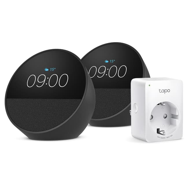 🌟 Echo Spot & Tapo P100MA WLAN-Steckdose Bundle - Smart Home-Einsteigerpaket Schwarz