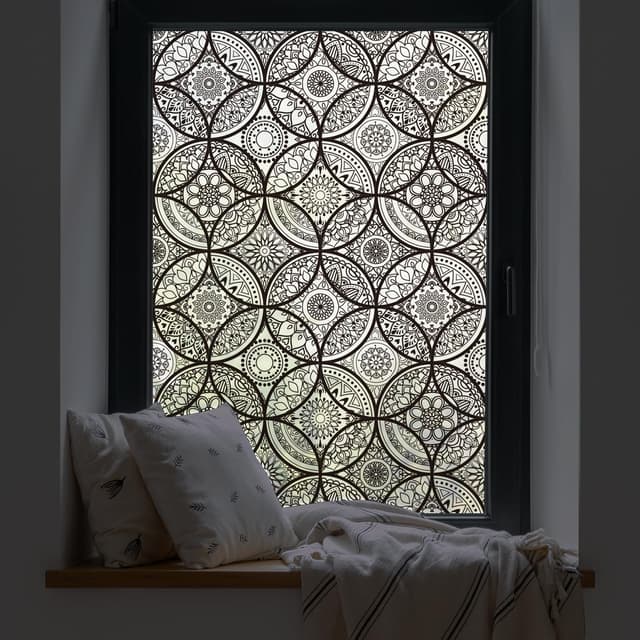 Dekorfolie Glasmalerei Fensterfolie Sichtschutzfolie Milchglasfolie Kreise Statisch Haftend Privatsphäre Fensteraufkleber 🪟