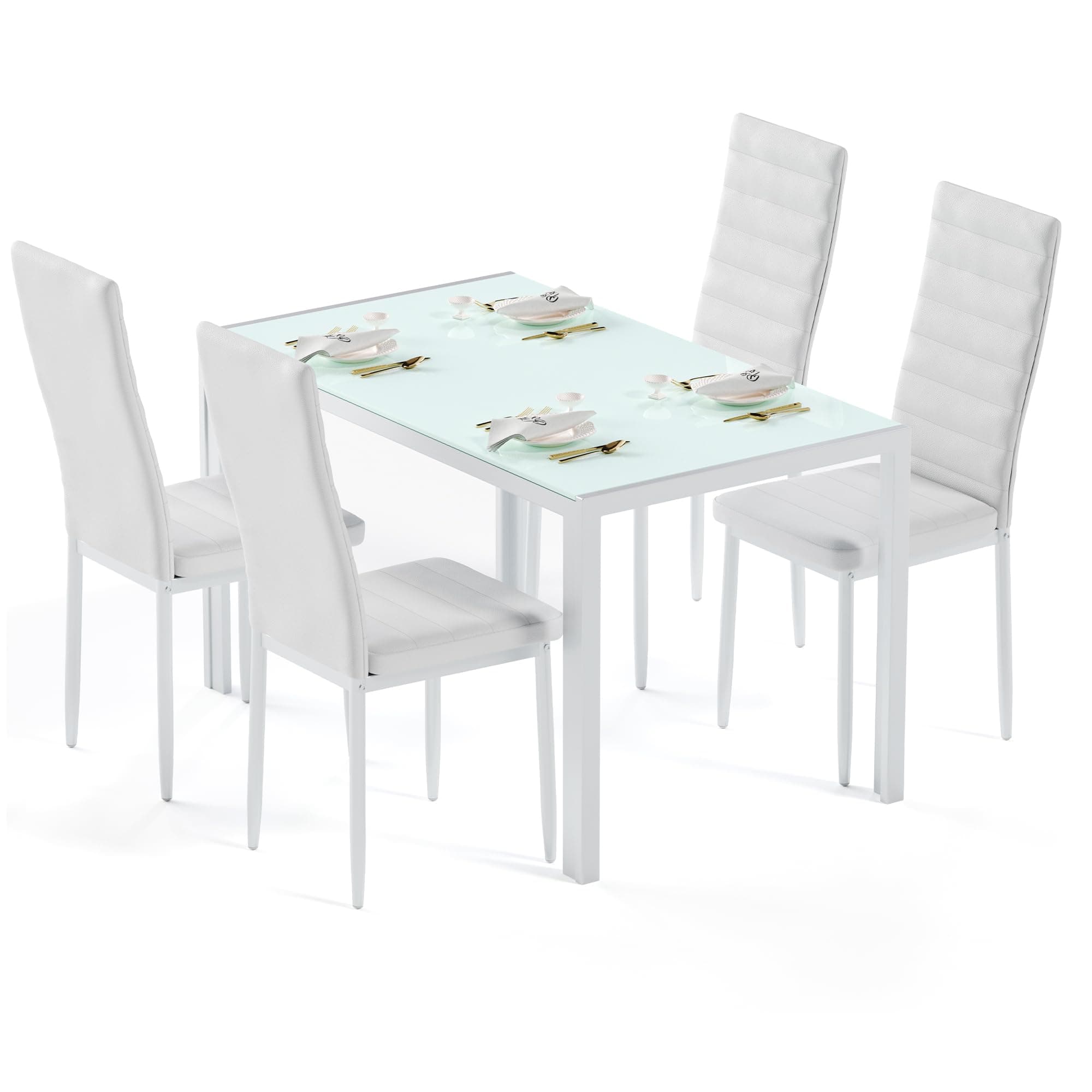 Bealife Esstisch mit 4 Stühlen Set - Weiß 🪑🍽️