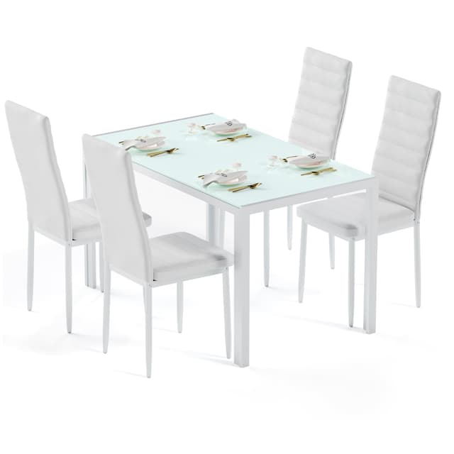 Bealife Esstisch mit 4 Stühlen Set - Weiß 🪑🍽️