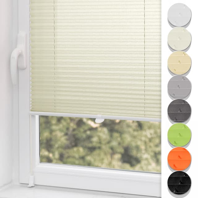 🌞 Plisseerollo ohne Bohren Klemmfix 85x120cm Beige Jalousie Sonnenschutz 🏠