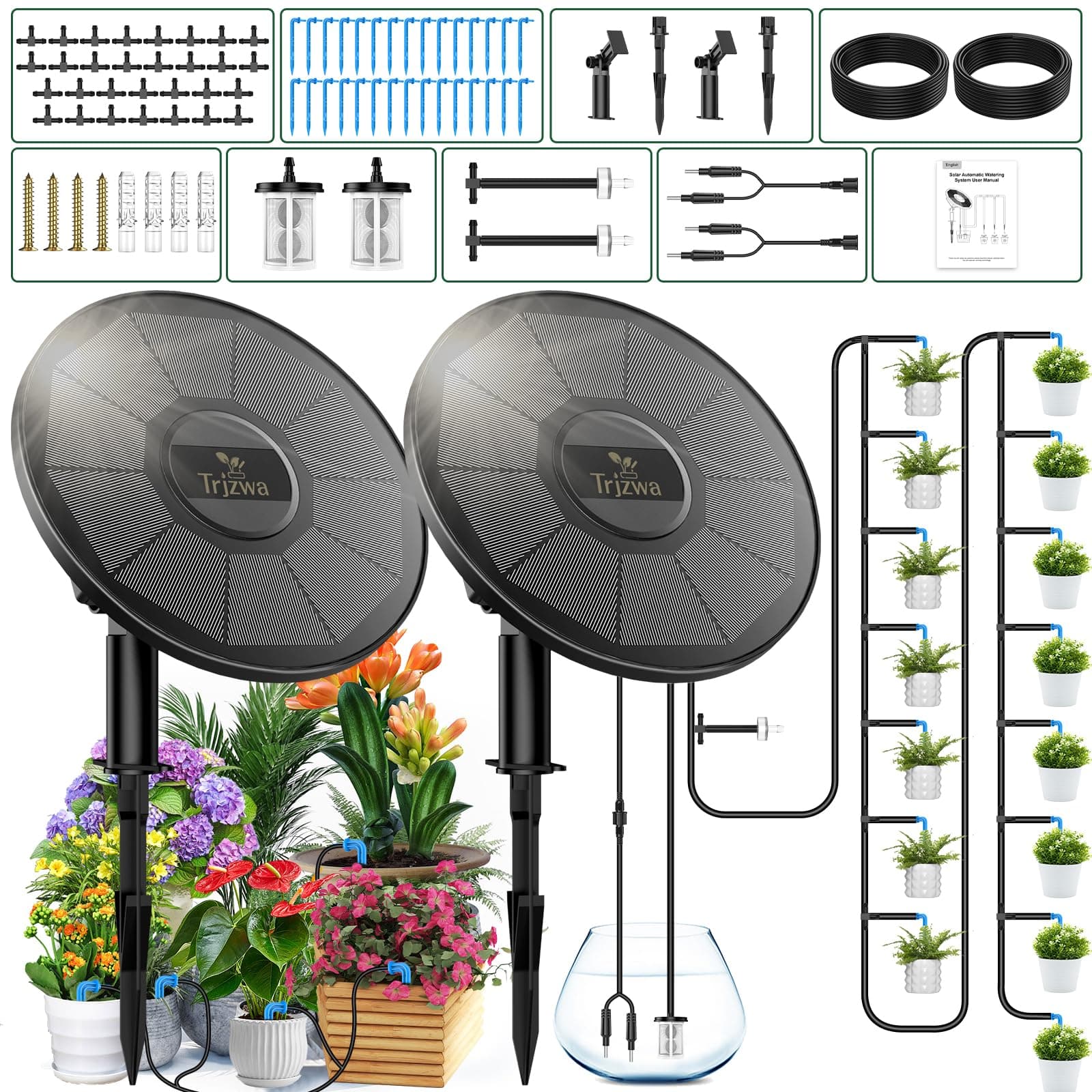 🌞🌿 TRJZWA Solar Bewässerungssystem 2er-Pack 🌿🌞