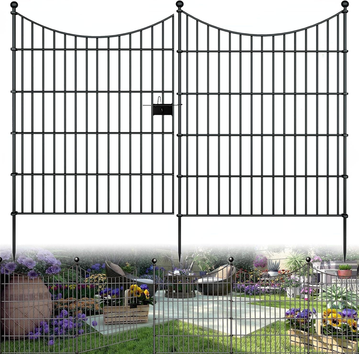 🌿🐶 HEYOUTH Teichzaun Gartenzaun Komplettset 10 Zaunelemente