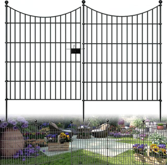 🌿🐶 HEYOUTH Teichzaun Gartenzaun Komplettset 10 Zaunelemente