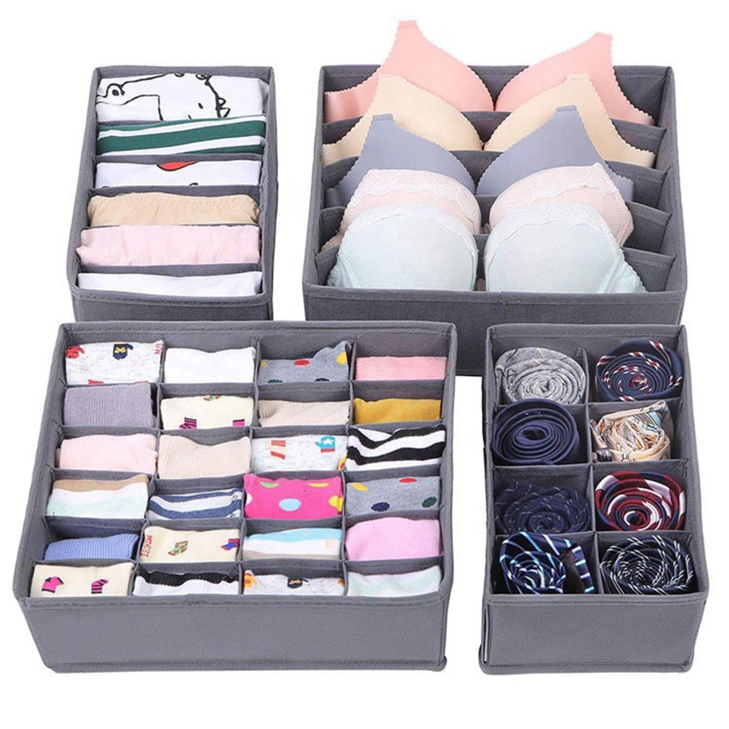 Bazasa 4er Grau Schrank Organizer 🌟 Aufbewahrungssystem für Kleiderschrank