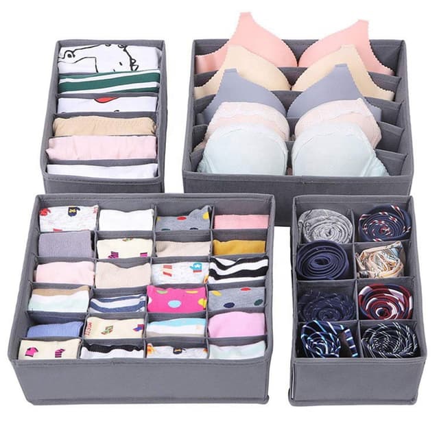 Bazasa 4er Grau Schrank Organizer 🌟 Aufbewahrungssystem für Kleiderschrank