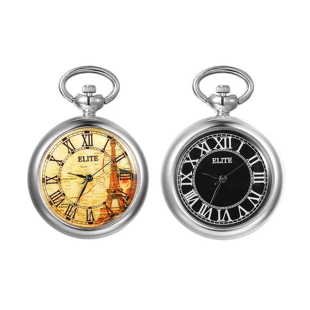 JewelryWe Taschenuhr mit Schlüsselanhänger Retro Römische Ziffern ⌚