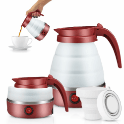 🏕️ Camping Tragbarer Wasserkocher 600ML - Mini Elektrischer Silikon Wasserkessel für unterwegs 🚶‍♂️