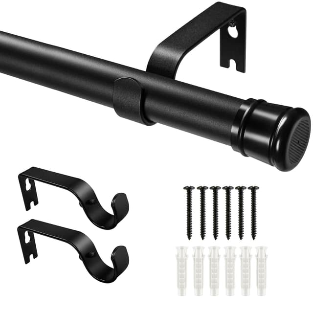Zindoo Vorhangstange Schwarz Matt 86-160 cm Lang ✨ Bestes Angebot! ✨