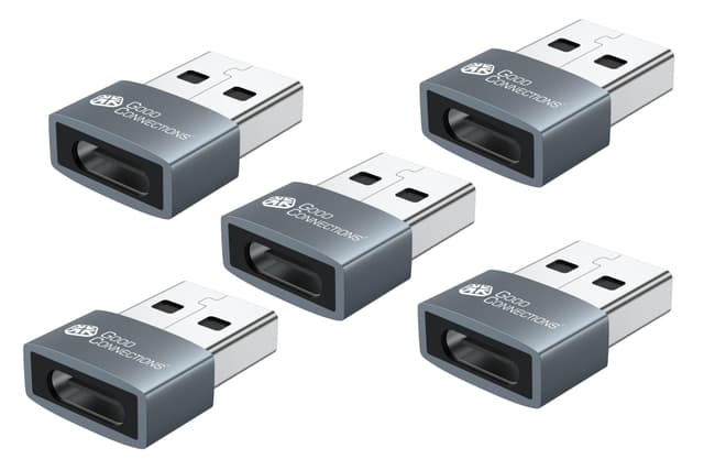 🔌🔗 Good Connections Adapter USB 2.0 Stecker A an USB-C™ Buchse, Aluminiumgehäuse, grau, 5er-Set 5 Stück