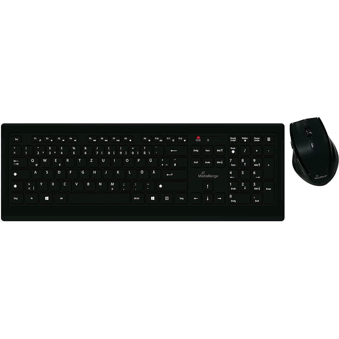 🔥 Angebot! MediaRange Funk-Tastatur und optische 5 Tasten Funk-Maus Set, AZERTY (FR), schwarz