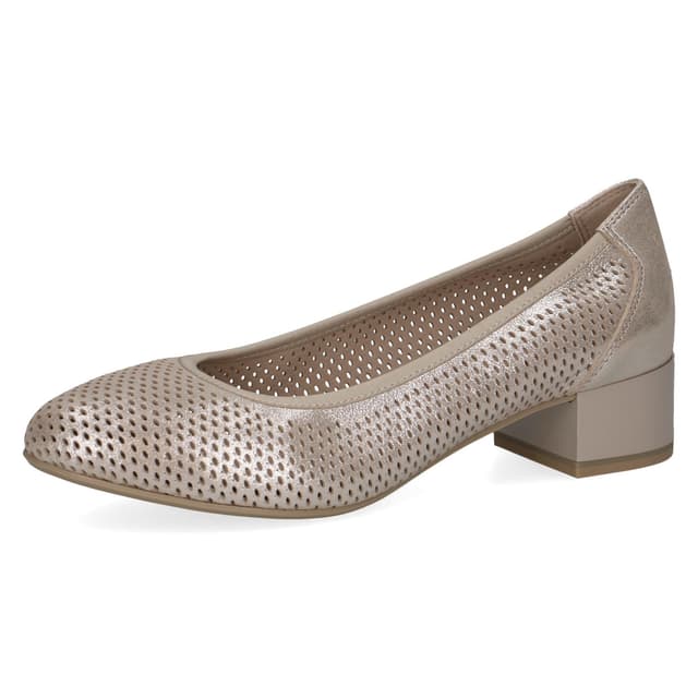 CAPRICE Comfort Damen Pumps aus Leder mit Blockabsatz 36 EU Taupe Metallic 😍👠