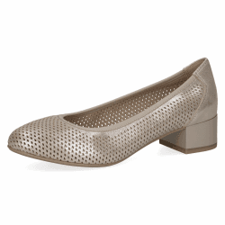 CAPRICE Comfort Damen Pumps aus Leder mit Blockabsatz 36 EU Taupe Metallic 😍👠