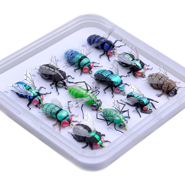 🎣 Premium Fly Fishing Flies Kit mit Fly Box/Nymphs/Dry Fly,Wet Fly/Streamers/Realistic Flies grau