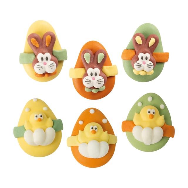 🐰🐣 Günthart 72 Zucker Ostereier mit Hasen und Küken, flach, 1er Pack (1 x 308 g) 🐣🐰