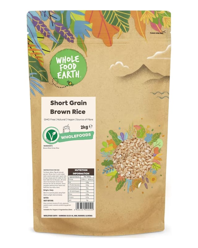 Angebot: Wholefood Earth Kurzkornbrauner Reis - GMO frei - natürlich - vegan - milchfrei - ohne Zuckerzusatz, 2 kg 🌾🥦🌱