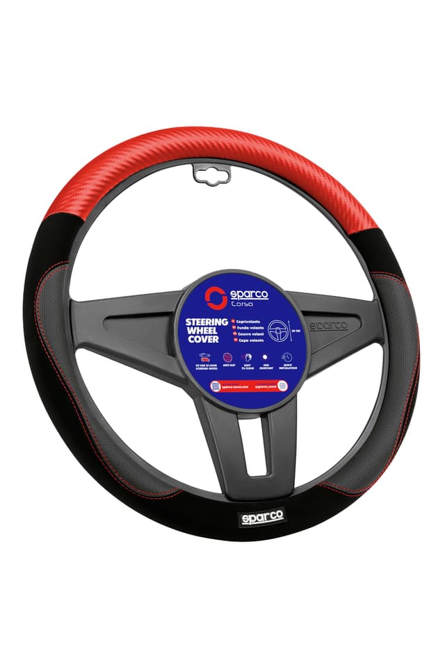 🔥 Angebot: Sparco Lenkradbezug S122 Rot und Schwarz in Wildleder + PVC