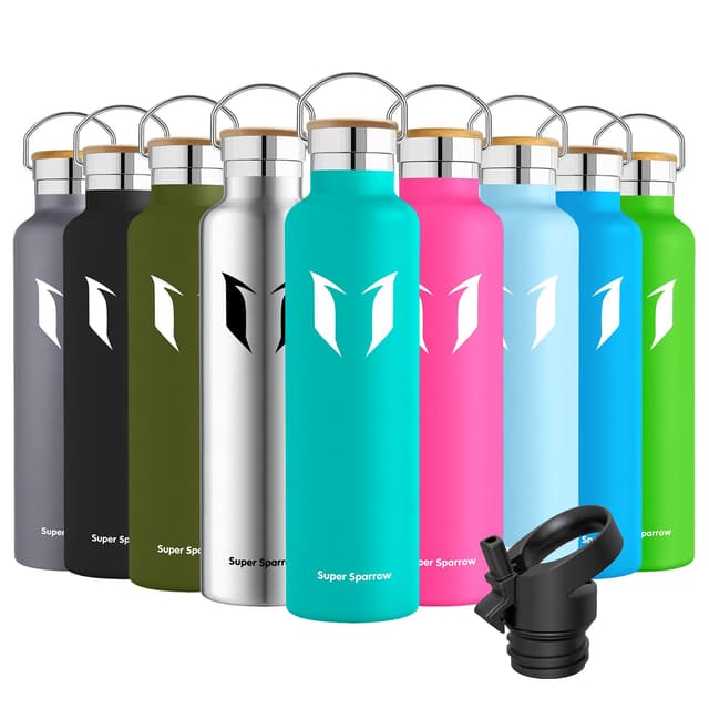 Super Sparrow Trinkflasche Edelstahl - 350ml/500ml/620ml/750ml/1L - Auslaufsicher Thermoskanne, BPA-Frei Wasserflasche 🌟