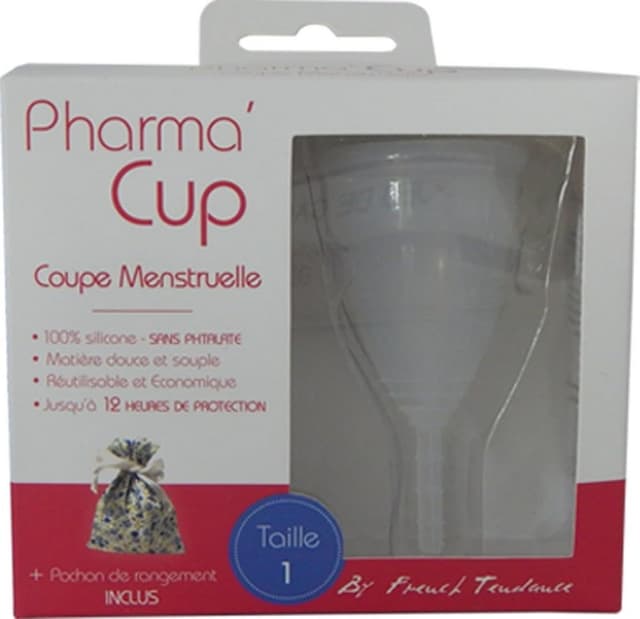 🌸 Französische Tendance Pharma'Cup Toilette Intime, Weiß, T1 Transparent 1 Stück (1er Pack) 🌿