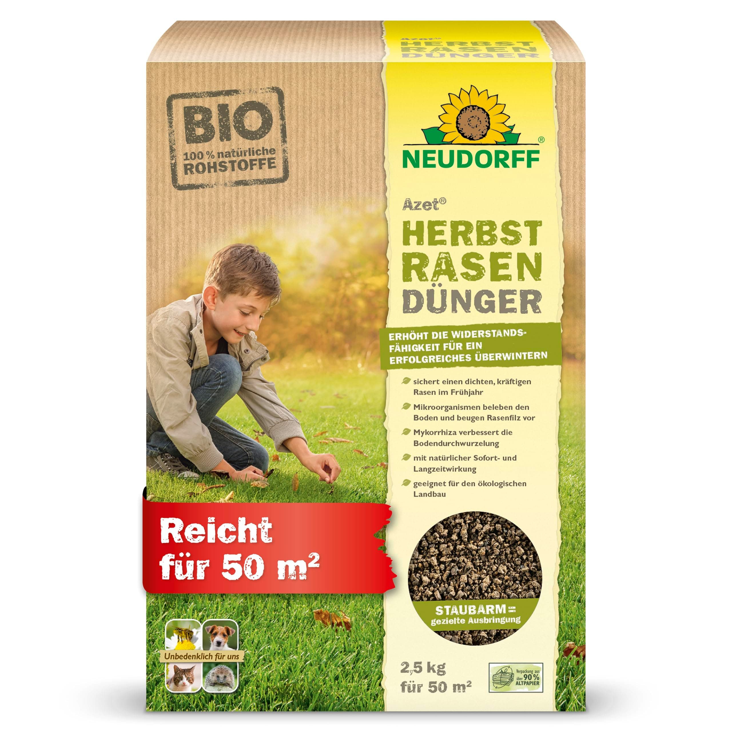 Neudorff Azet HerbstRasenDünger 🌿🌱💪 - Organischer Bio-Dünger für 50 m²